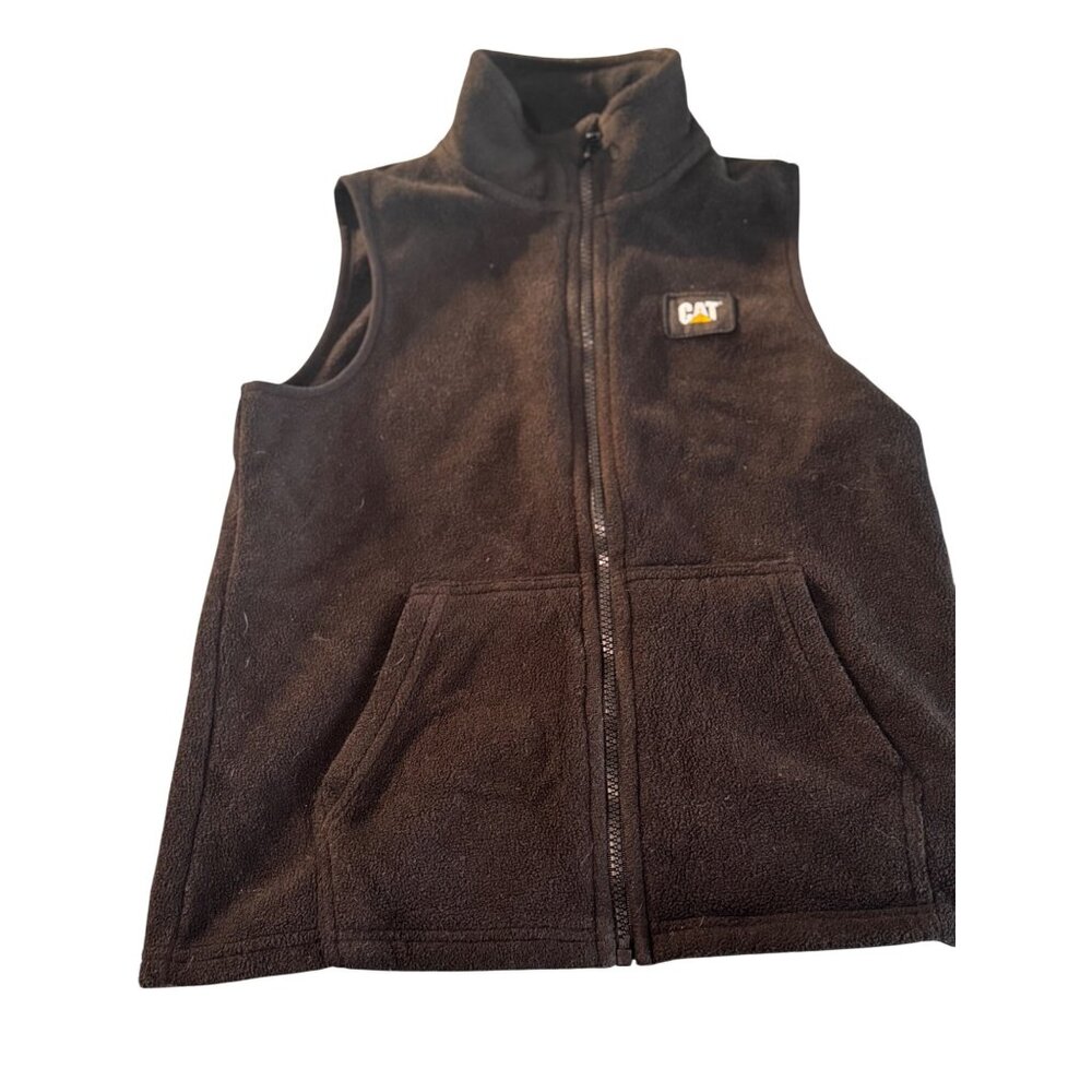 CAT boys Black Fleece Vest With Zipper Closure & Pockets S 7/8